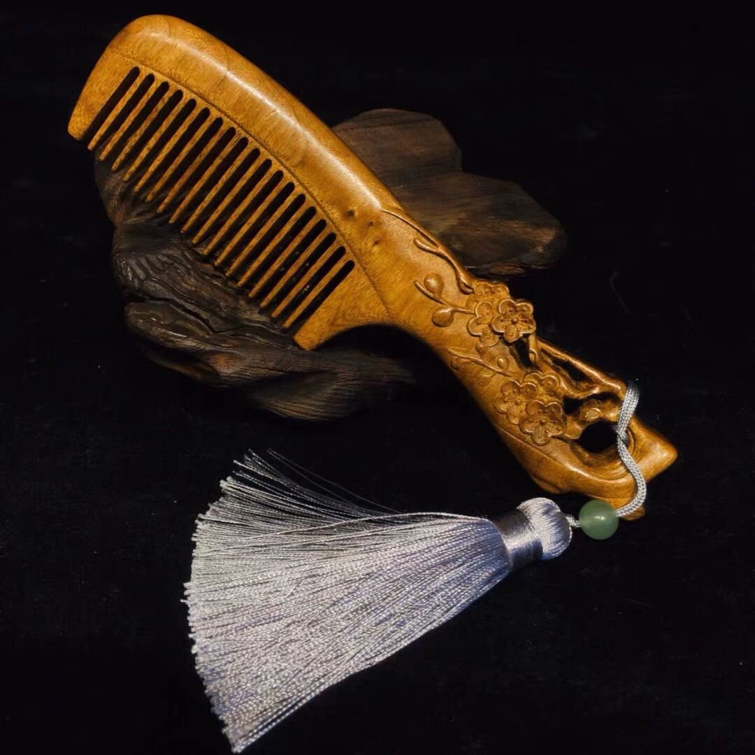 金丝楠木梅花梳子可定制刻字 - Image 5