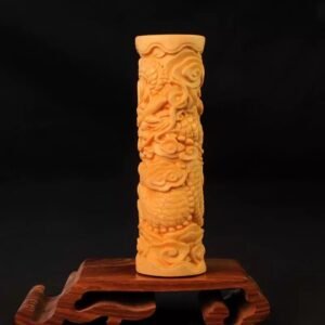 实心竹玉竹竹雕金蟾盘龙柱文玩把件立体雕刻手把件竹雕把件